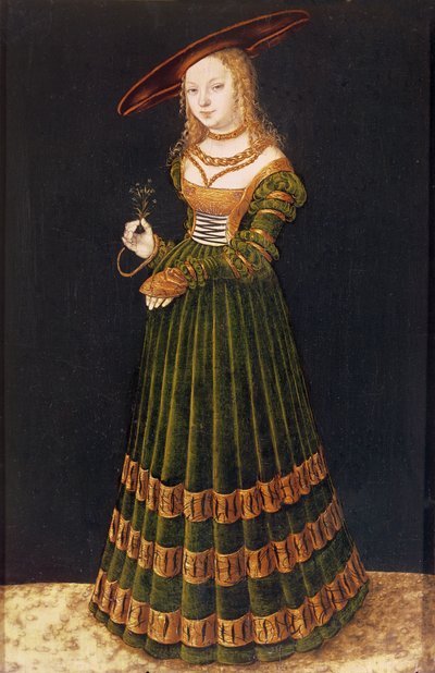 Jong meisje met bloemen, 1526 door Lucas Cranach the Elder
